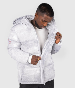 Mens Shuto White Puffer Jacket - Hardtuned