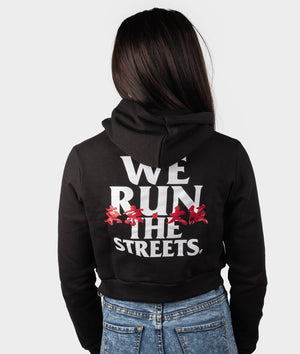 We Run The Streets Womens Cropped Hoodie - Hardtuned