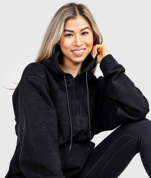 Women's Hardtuned Embossed P1 Fleece Hoodie - Black - Hardtuned