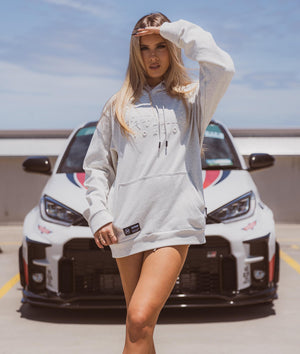 Women's Hardtuned Embossed P1 Fleece Hoodie - White - Hardtuned